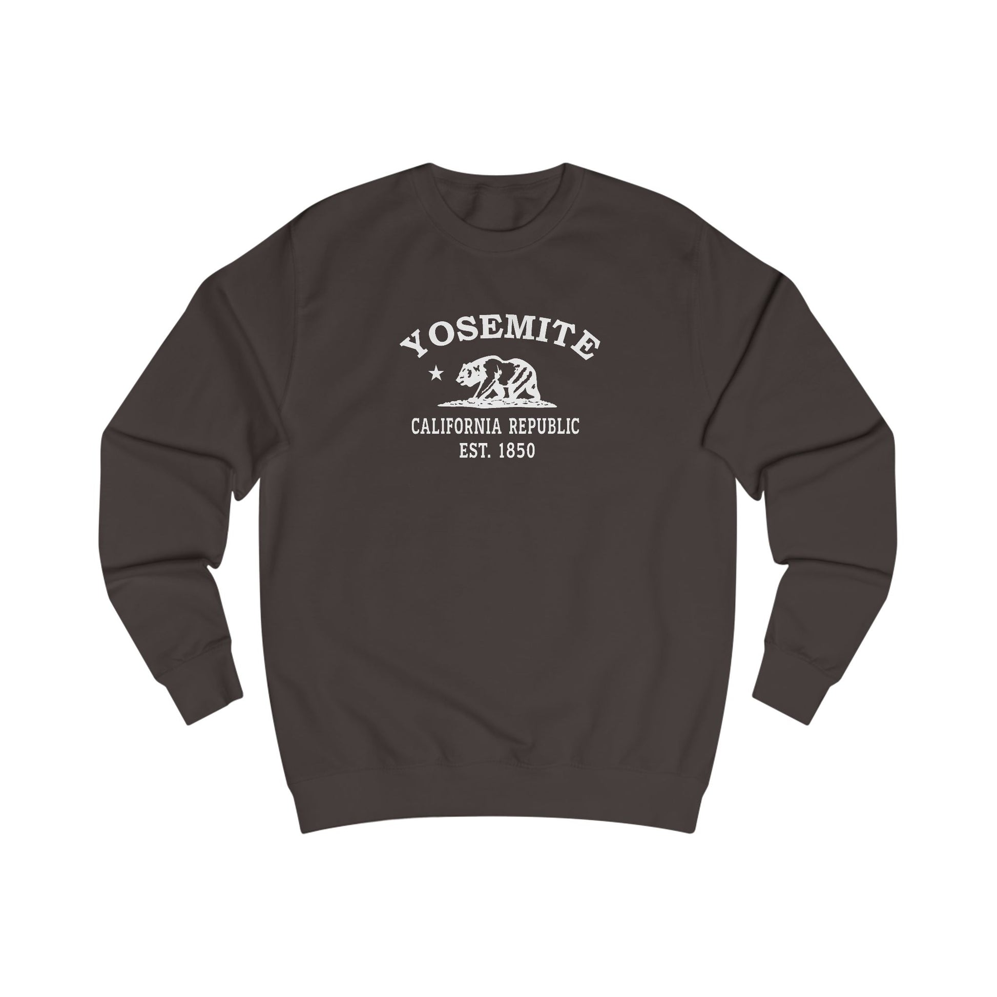 Yosemite California Vintage Retro Premium Crewneck Sweatshirt - White Logo - Bottle Green