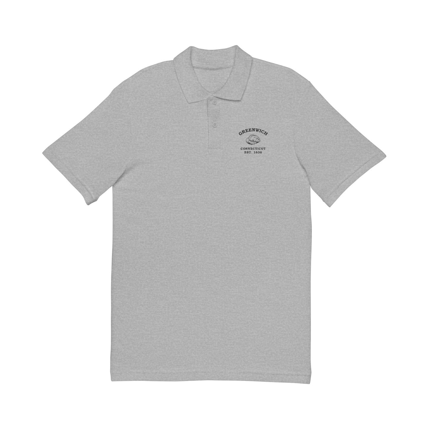 Greenwich Connecticut Vintage Retro Unisex Embroidered Cotton Polo - Black Logo