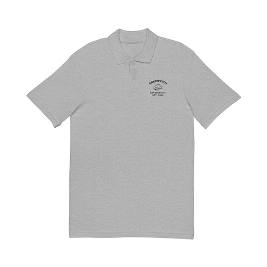 Greenwich Connecticut Vintage Retro Unisex Embroidered Cotton Polo - Black Logo