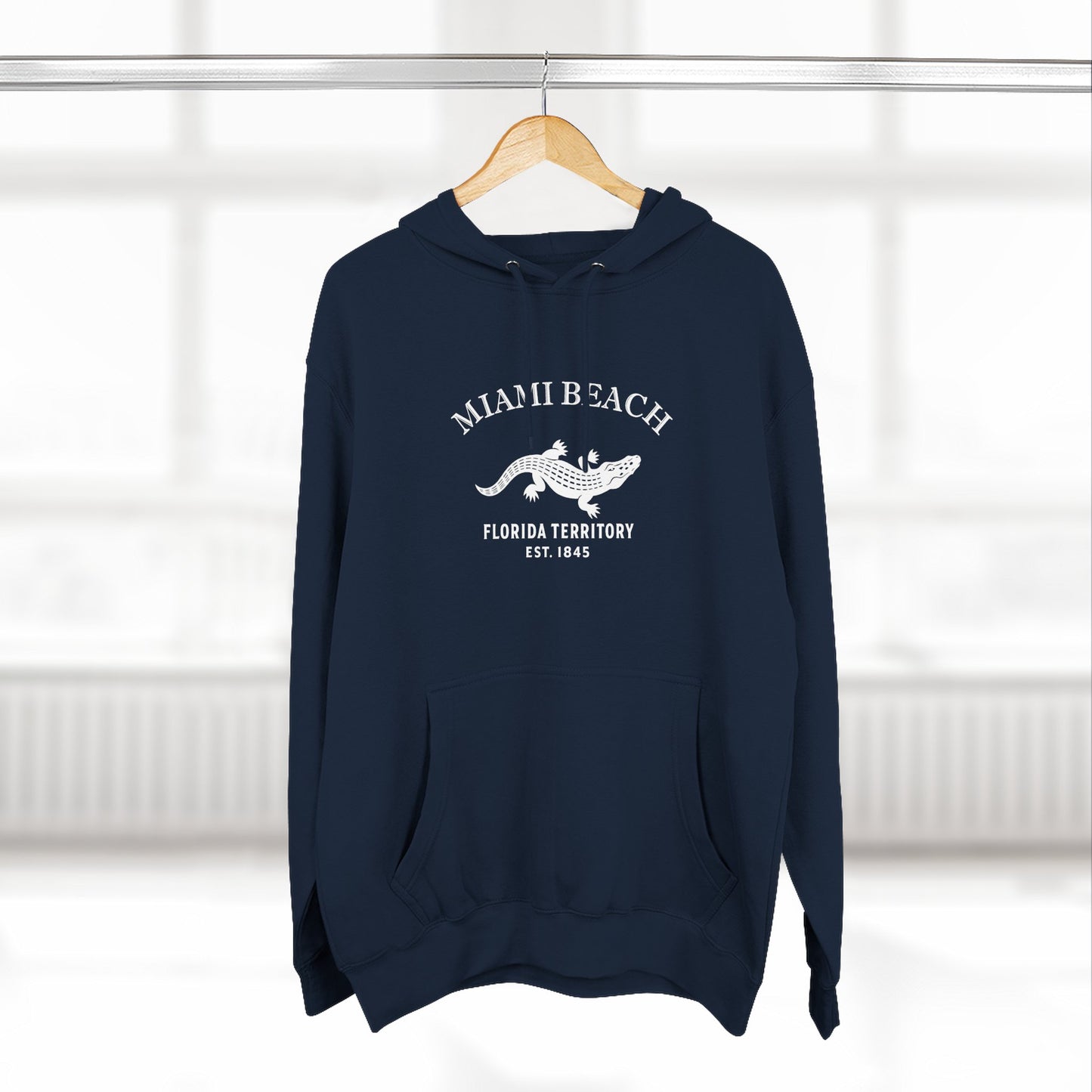 Miami Beach Florida Vintage Retro Unisex Heavy Cotton Hoodie - White Logo