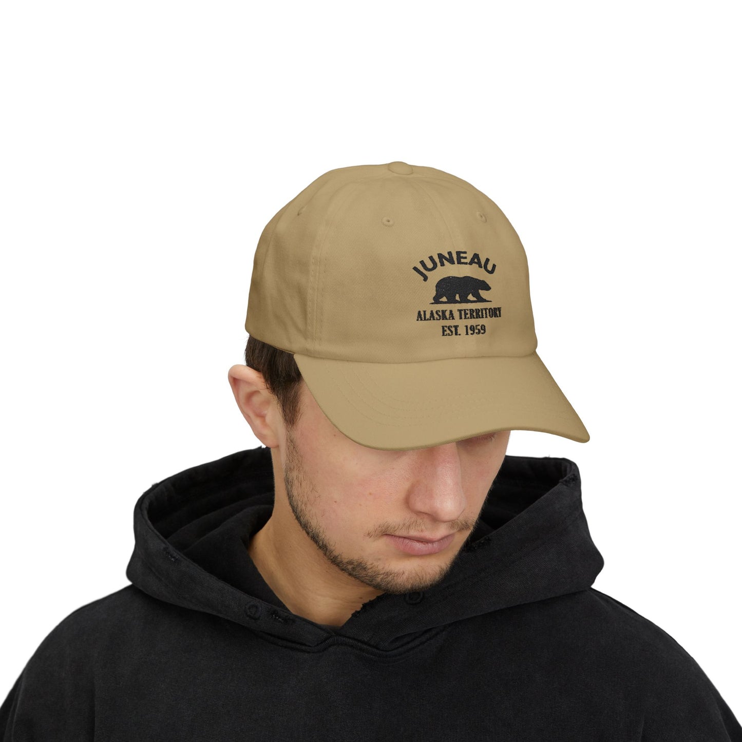Juneau Alaska Classic Embroidered Vintage Retro Cotton Cap - Black Logo