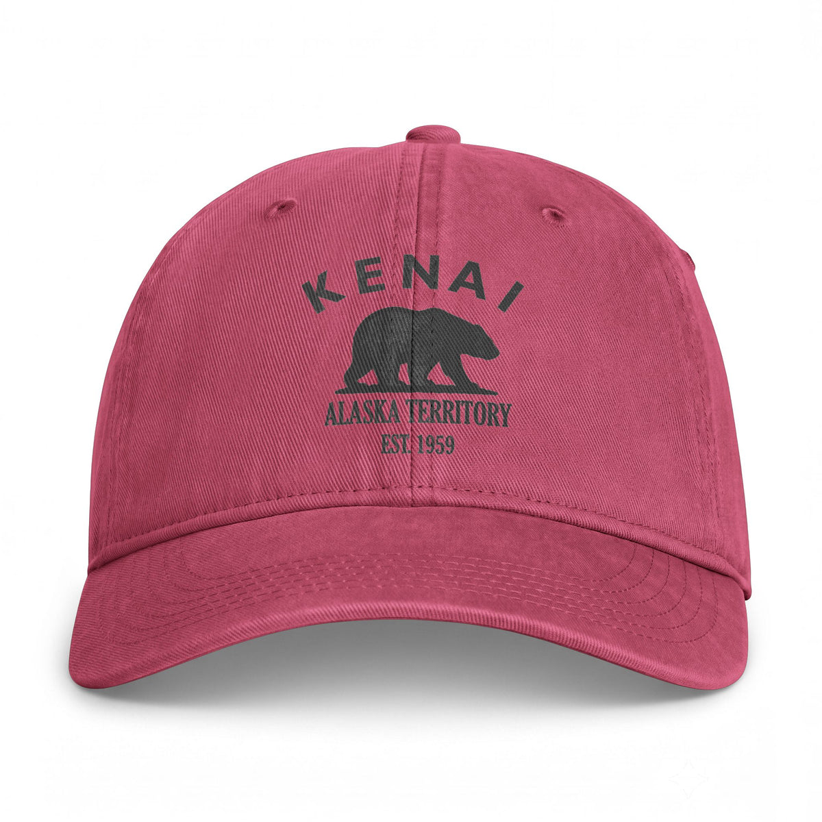Kenai Alaska Distressed Cotton Cap - Charcoal Print Logo