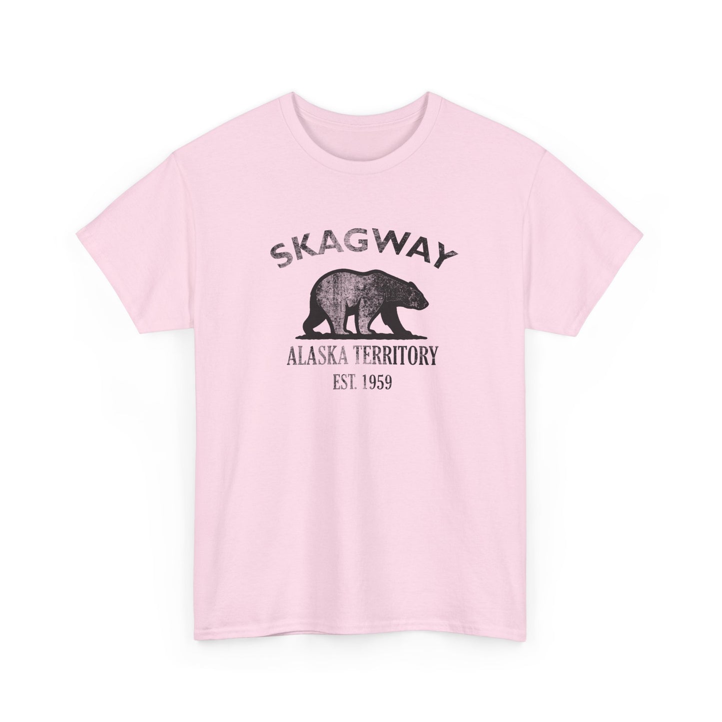 Skagway Alaska Vintage Retro Unisex Heavy Cotton Tee - Black Logo