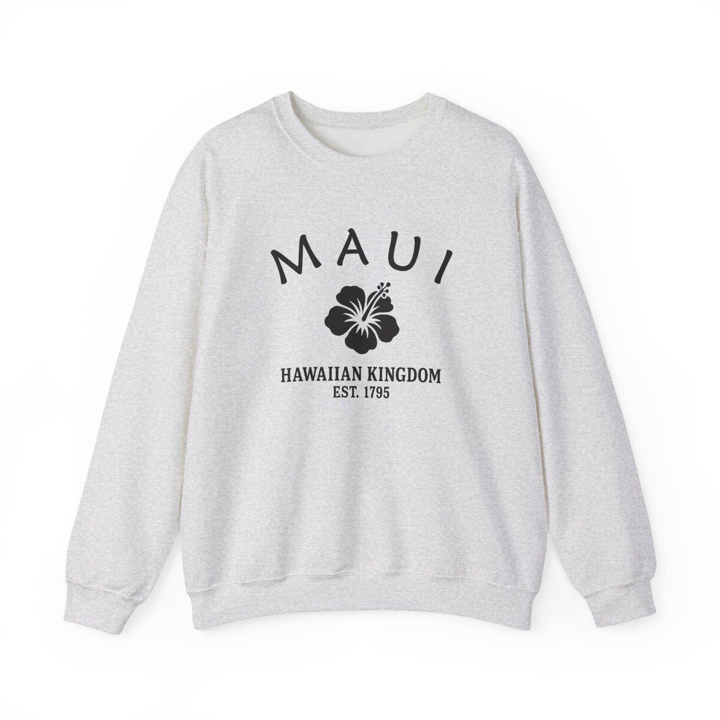 Maui Hawaii Vintage Retro Unisex Heavy Crewneck Sweatshirt - Black Logo
