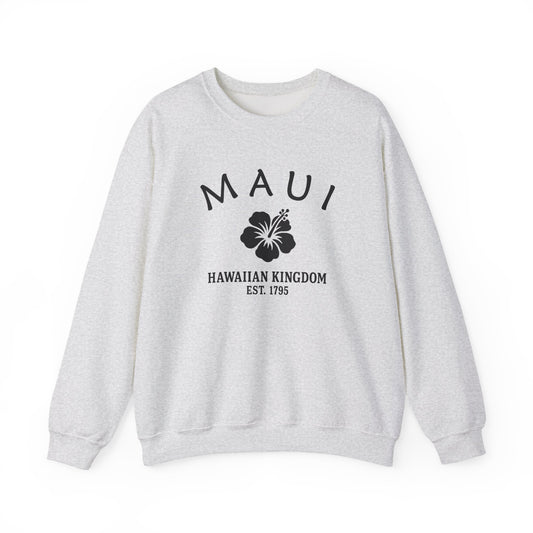 Maui Hawaii Vintage Retro Unisex Heavy Crewneck Sweatshirt - Black Logo