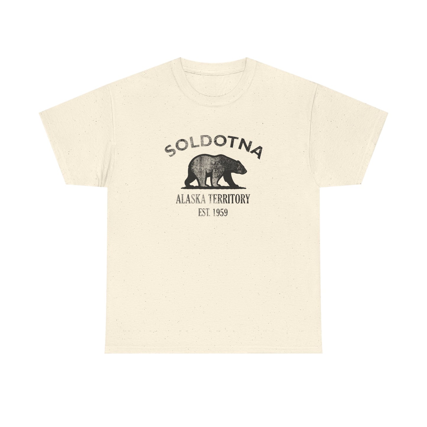 Soldotna Alaska Vintage Retro Unisex Heavy Cotton Tee - Black Logo