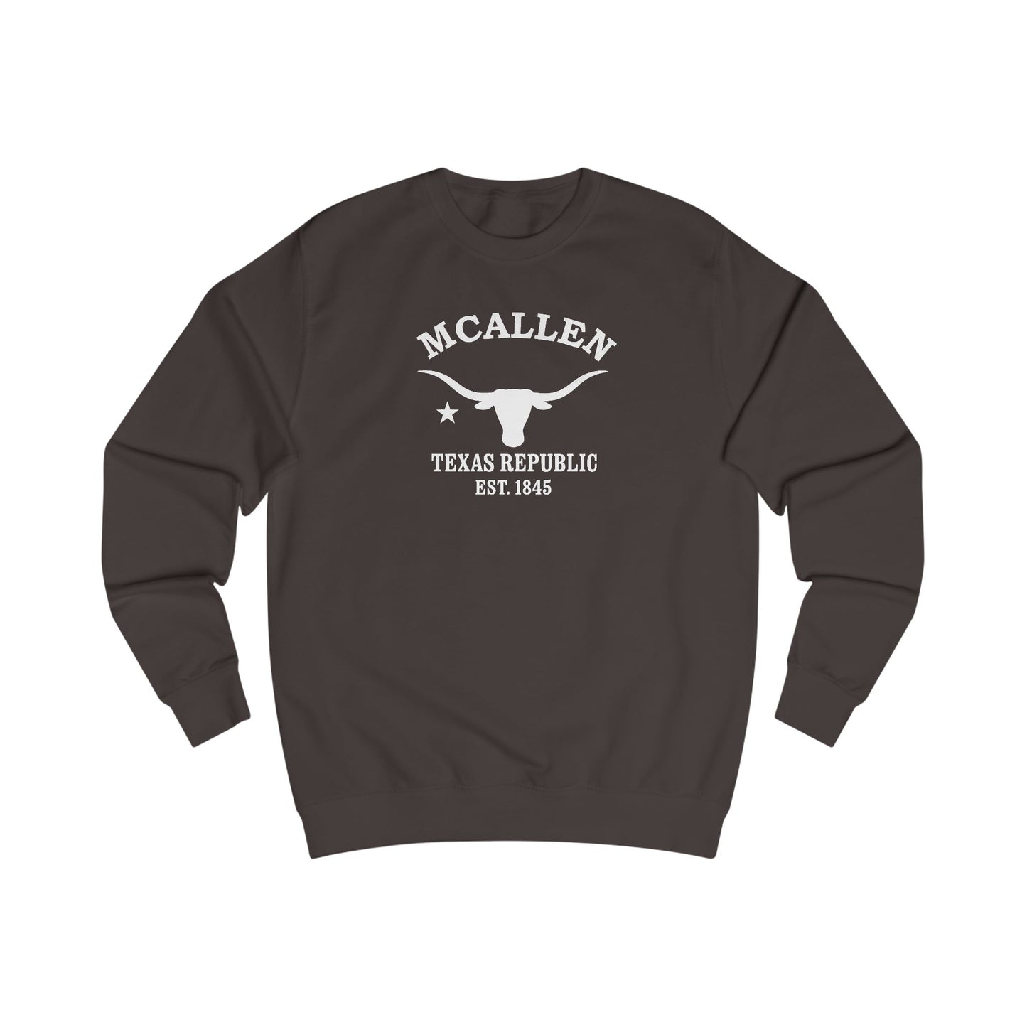 Mcallen Texas Vintage Retro Premium Crewneck Sweatshirt - White Logo - Bottle Green