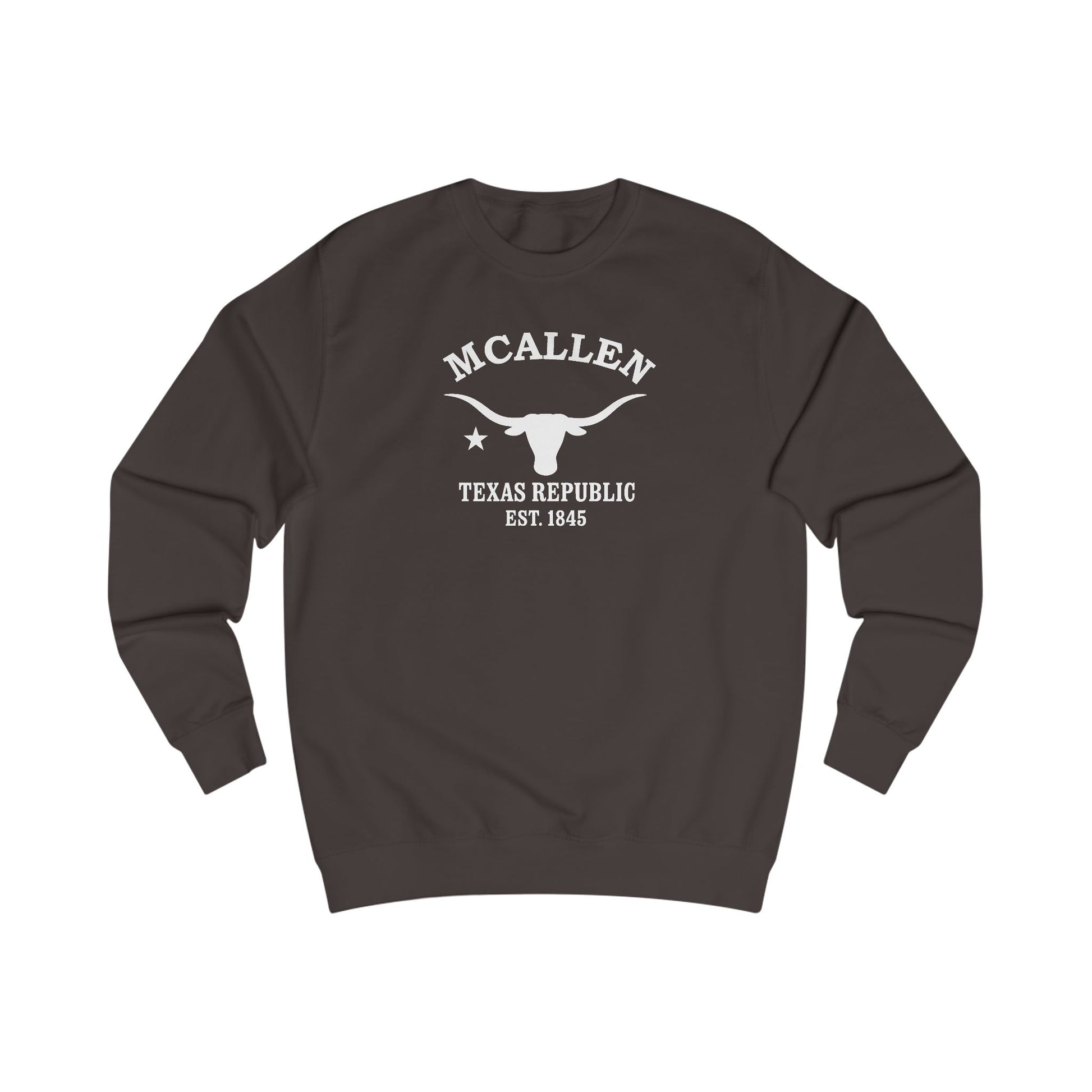 Mcallen Texas Vintage Retro Premium Crewneck Sweatshirt - White Logo - Bottle Green