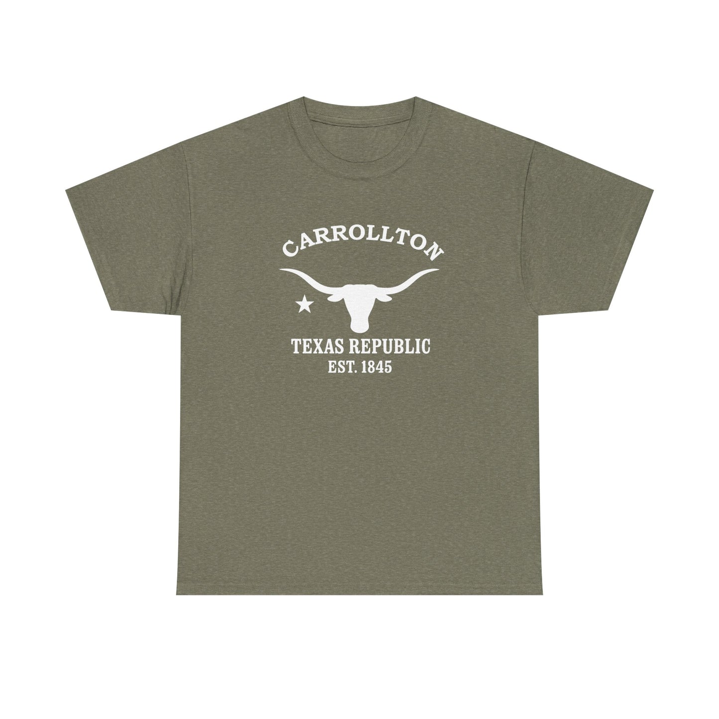 Carrollton Texas Vintage Retro Unisex Heavy Cotton Tee - White Logo