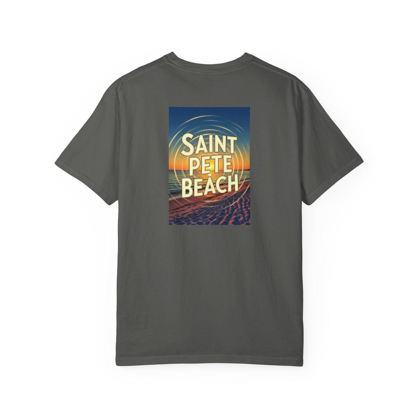 St Pete Beach Florida Vintage Retro Back Printed Art Series Cotton Tee - Black Logo