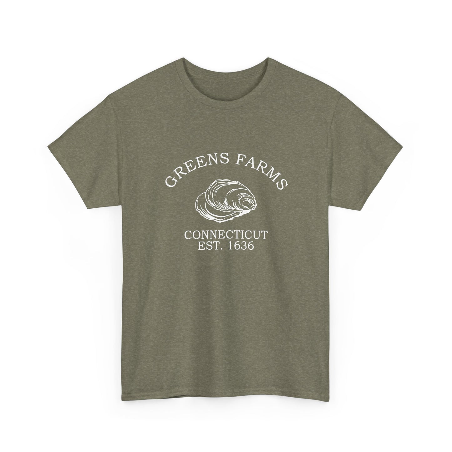 Greens Farms Connecticut Vintage Retro Unisex Heavy Cotton Tee - White Logo