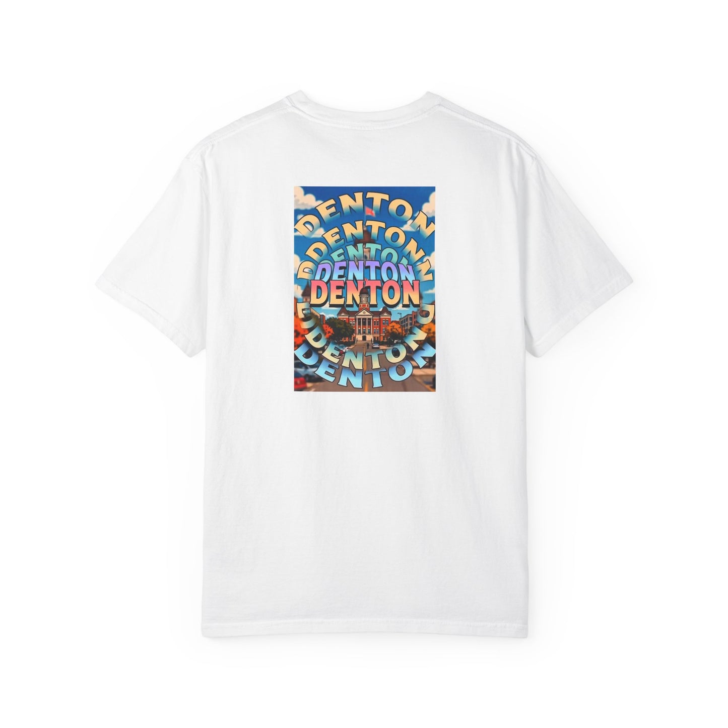 Denton Texas Vintage Retro Back Printed Art Series Cotton Tee - Black Logo