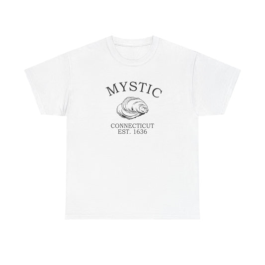 Mystic Connecticut Vintage Retro Unisex Heavy Cotton Tee - Black Logo