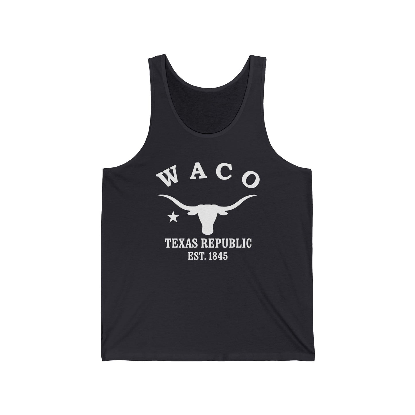 Waco Texas Vintage Retro Unisex Cotton Jersey Tank Top - White Logo