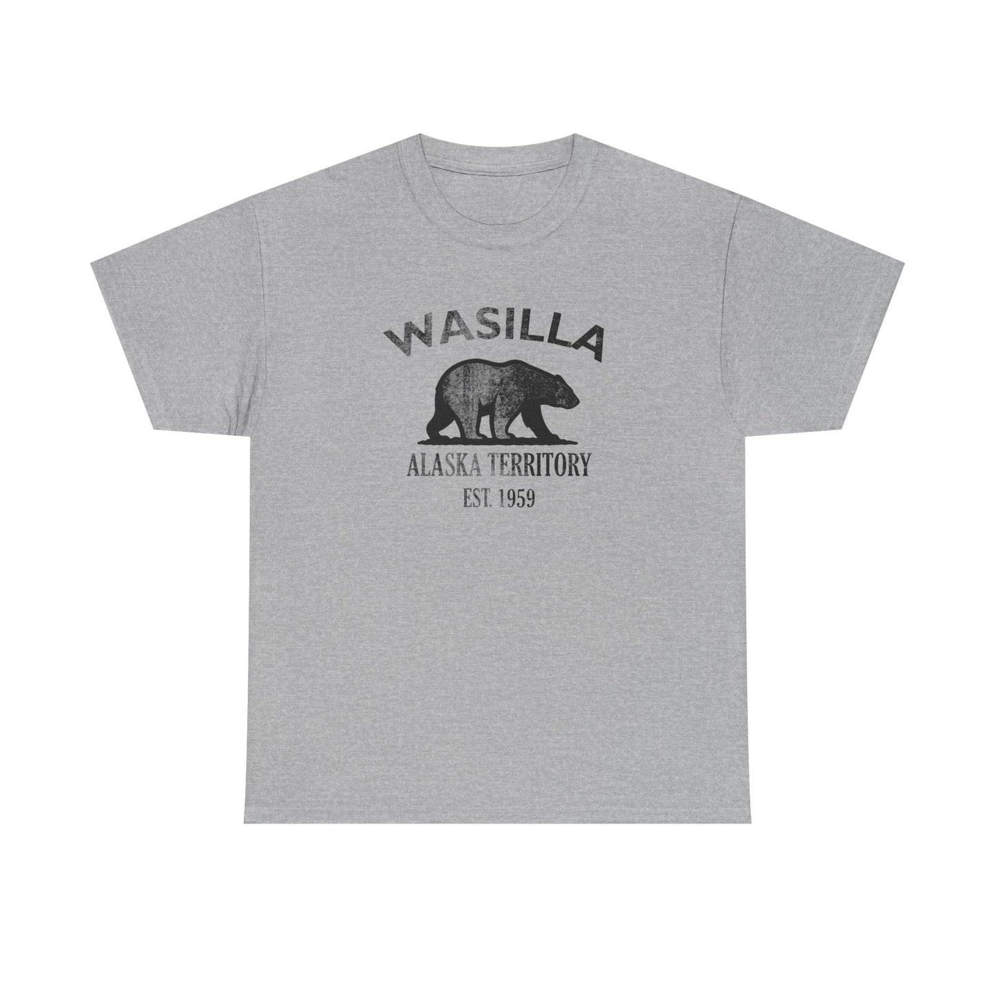 Wasilla Alaska Vintage Retro Unisex Heavy Cotton Tee - Black Logo