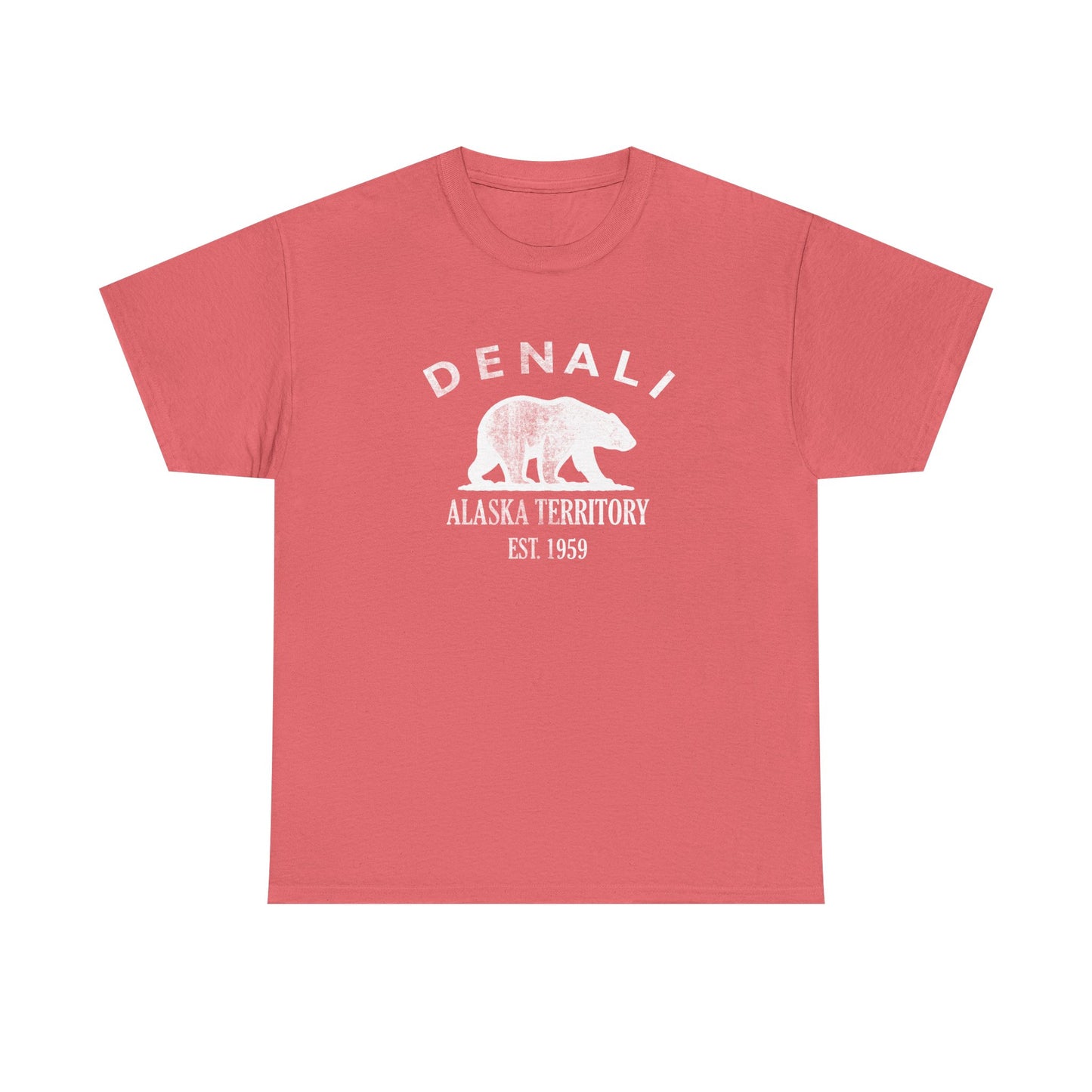 Denali Alaska Vintage Retro Unisex Heavy Cotton Tee - White Logo