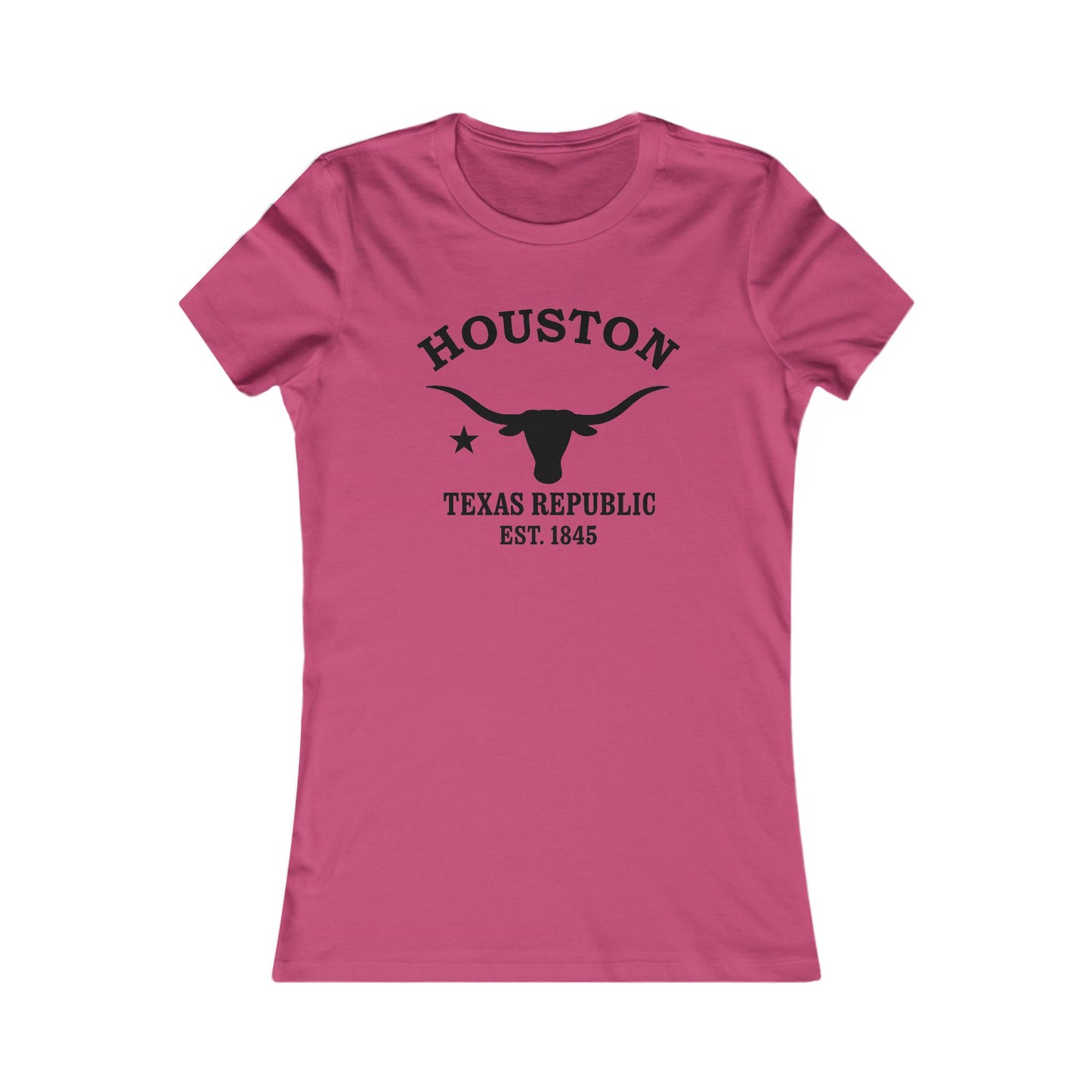 Houston Texas Vintage Retro Womens Fitted Ringspun Cotton Tee - Black Logo