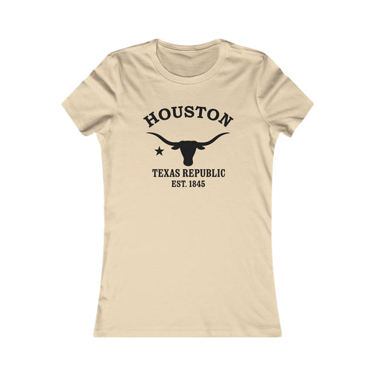 Houston Texas Vintage Retro Womens Fitted Ringspun Cotton Tee - Black Logo