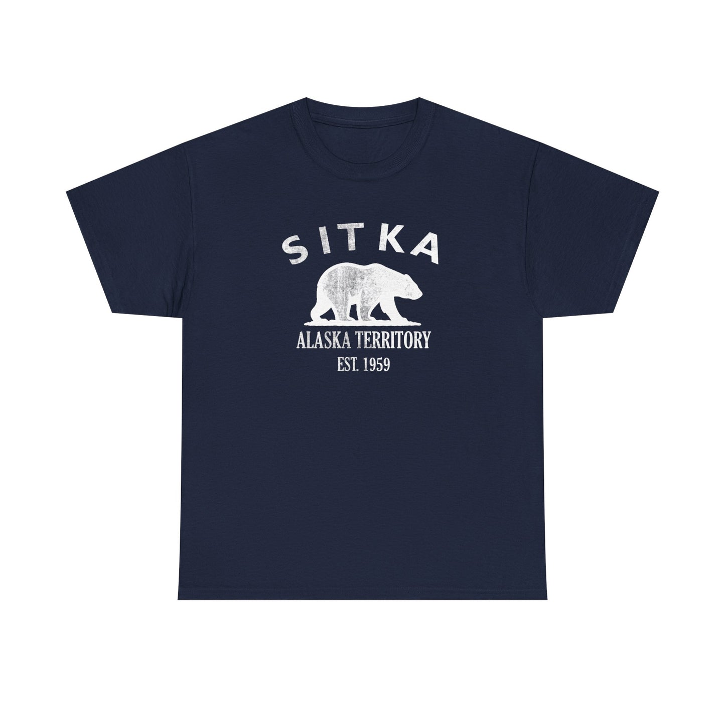 Sitka Alaska Vintage Retro Unisex Heavy Cotton Tee - White Logo