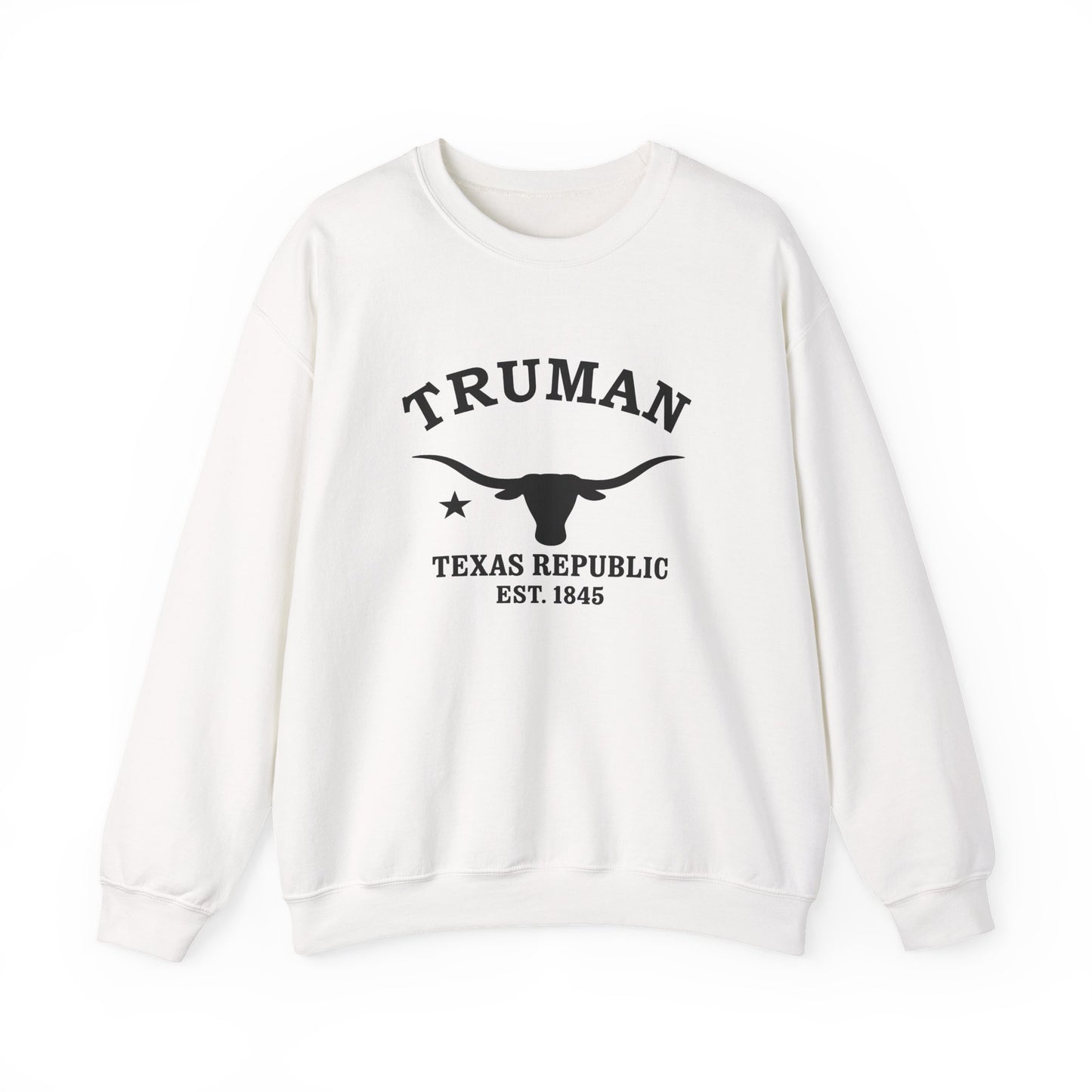 Truman Texas Vintage Retro Unisex Heavy Crewneck Sweatshirt - Black Logo
