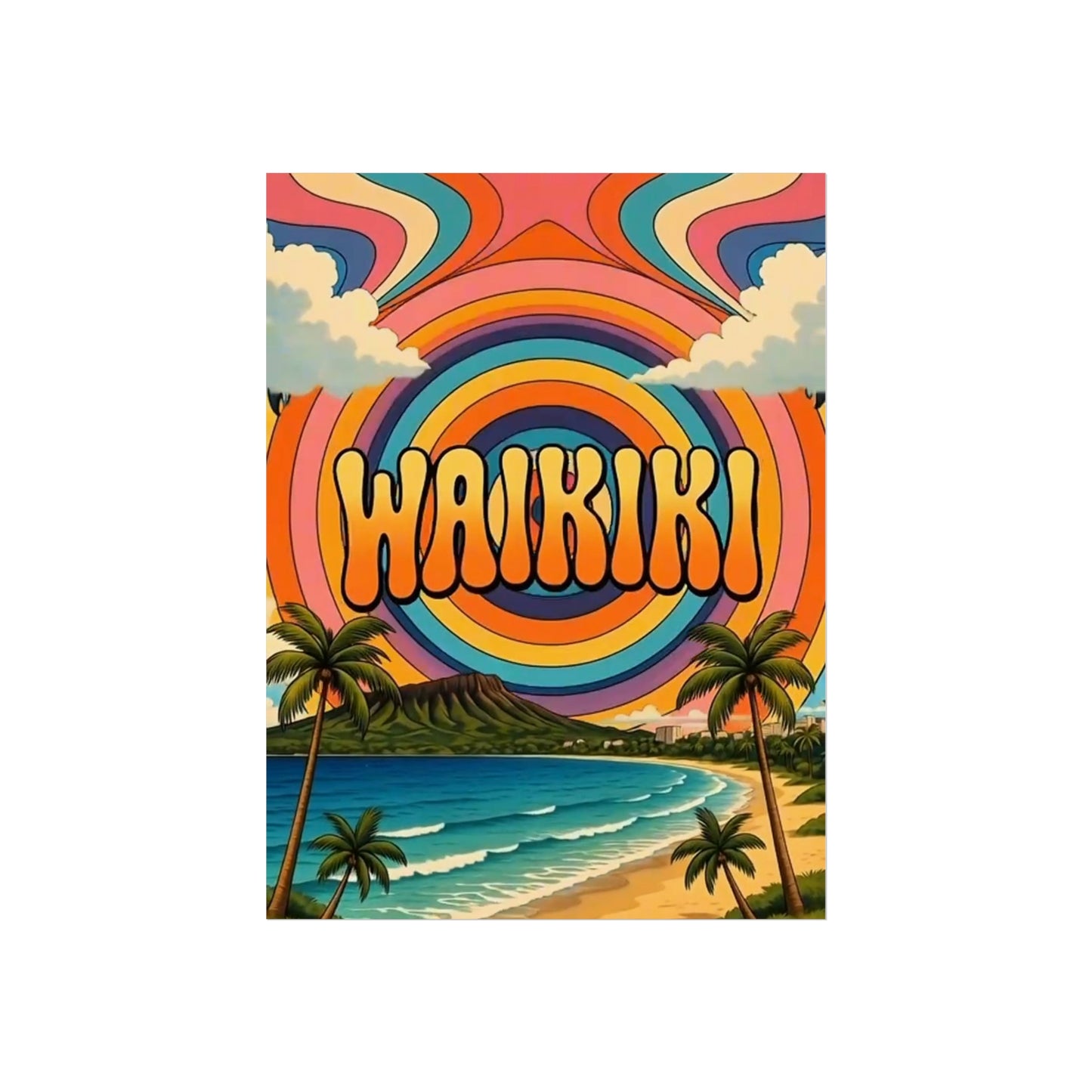 Waikiki Hawaii Vintage Retro Giclée Print Art Series Poster
