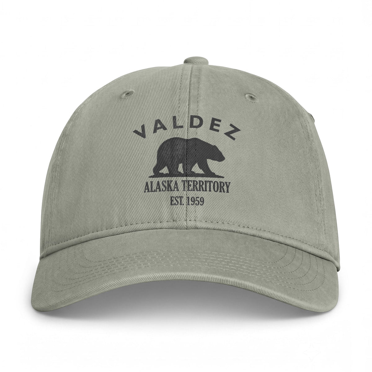 Valdez Alaska Distressed Cotton Cap - Charcoal Print Logo
