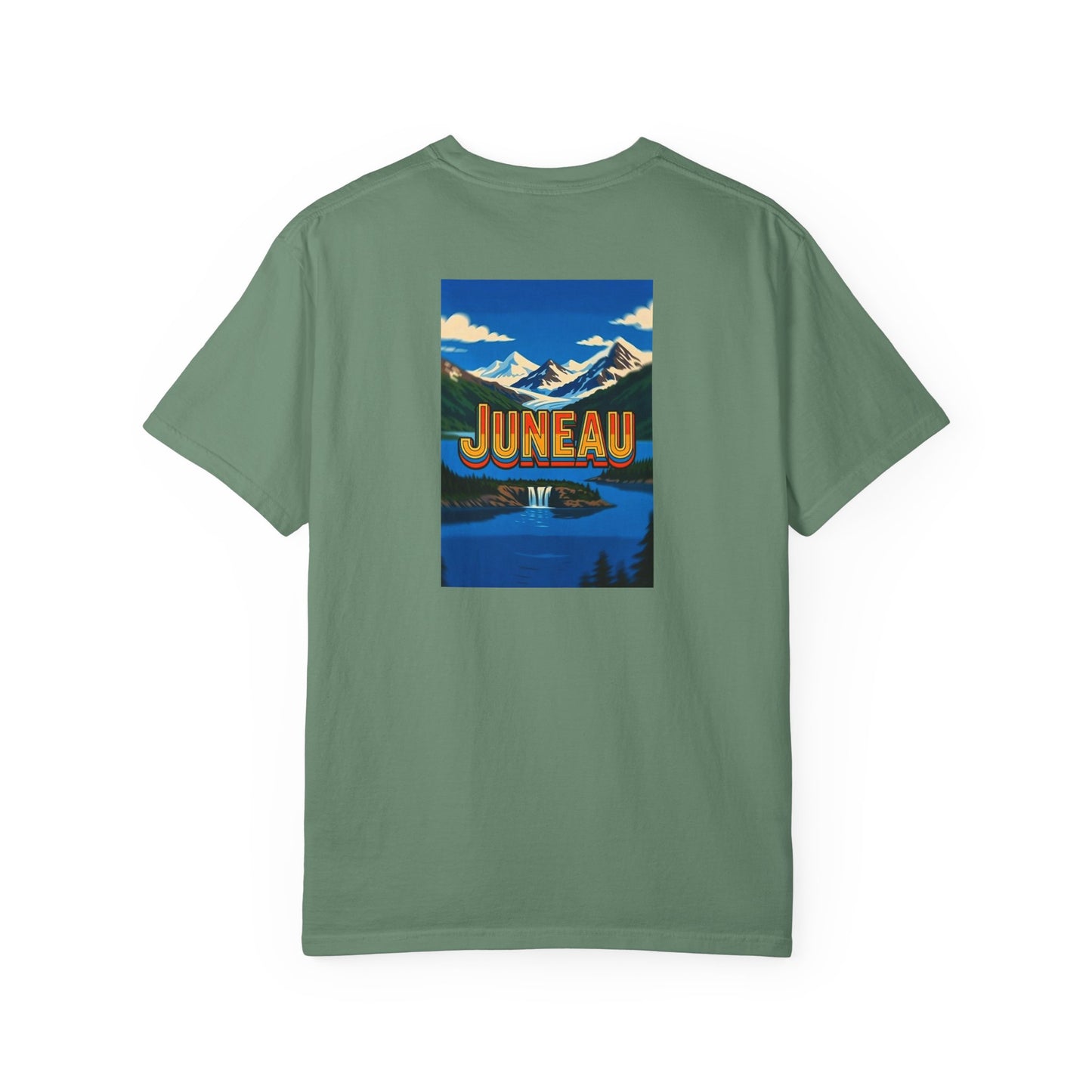 Juneau Alaska Vintage Retro Back Printed Art Series Cotton Tee - Black Logo