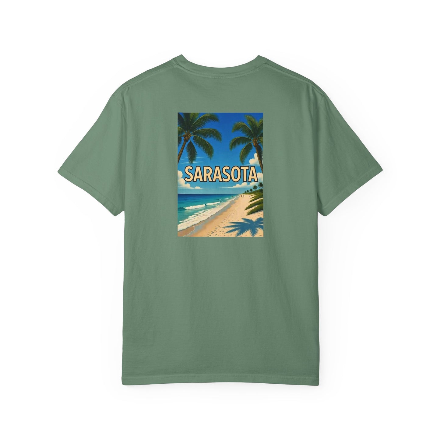 Sarasota Florida Vintage Retro Back Printed Art Series Cotton Tee - Black Logo