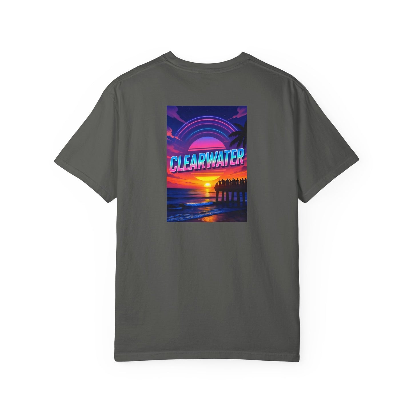Clearwater Florida Vintage Retro Back Printed Art Series Cotton Tee - Black Logo