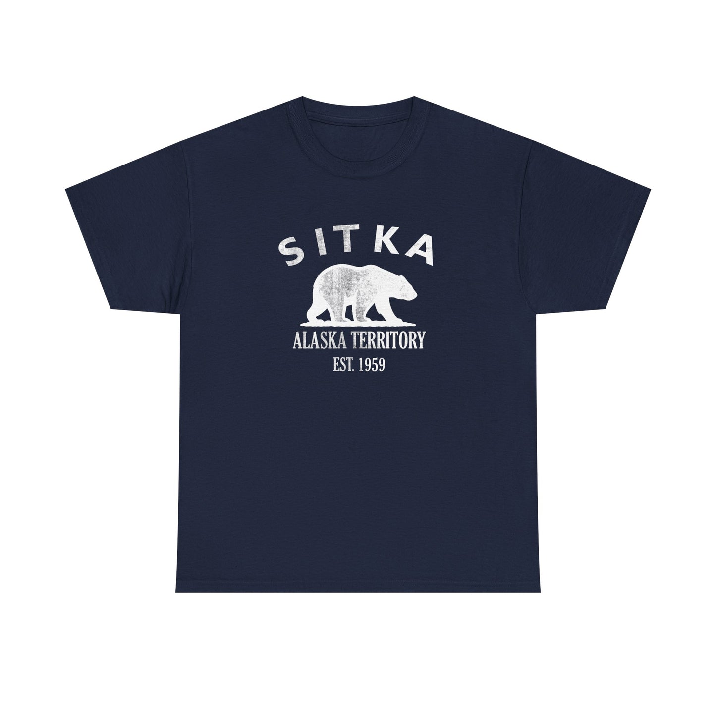 Sitka Alaska Vintage Retro Unisex Heavy Cotton Tee - White Logo
