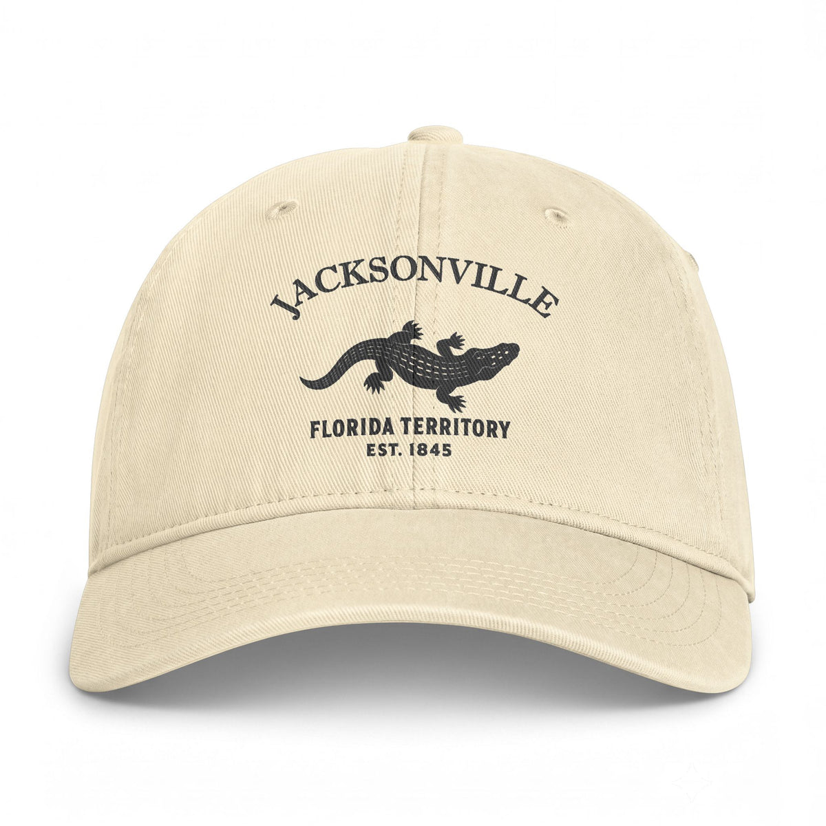 Jacksonville Florida Distressed Cotton Cap - Charcoal Print Logo
