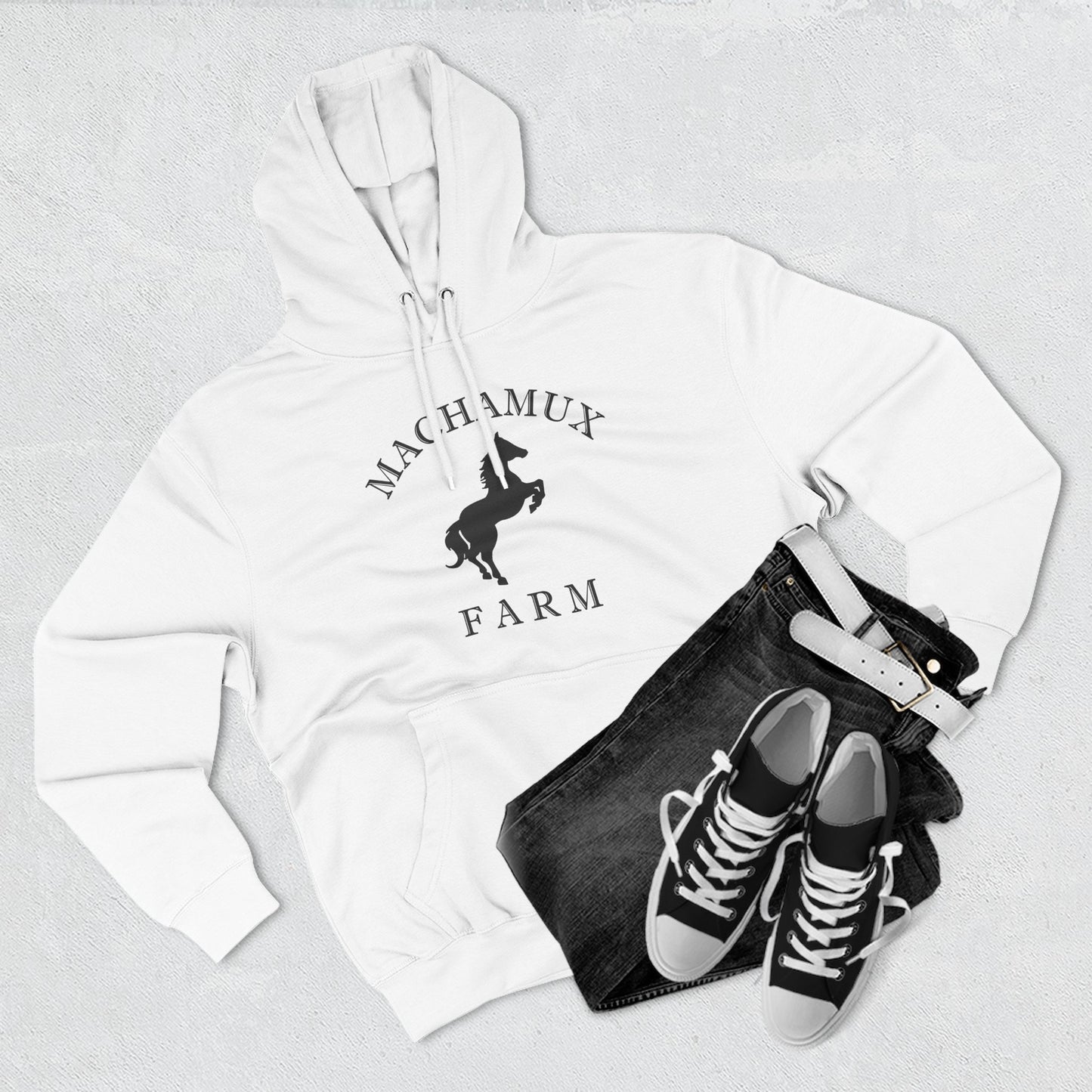 Machamux Farm Vintage Retro Unisex Heavy Cotton Hoodie - Black Logo