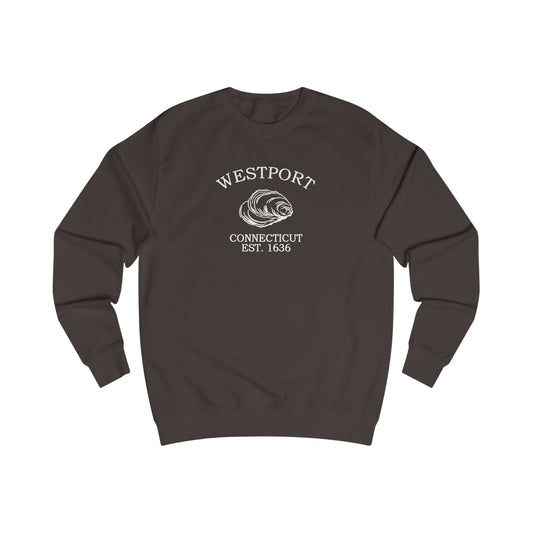 Westport Connecticut Vintage Retro Premium Crewneck Sweatshirt - White Logo - Bottle Green