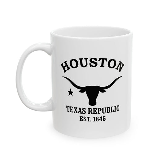 Houston Texas Vintage Retro Ceramic Mug - Black Logo