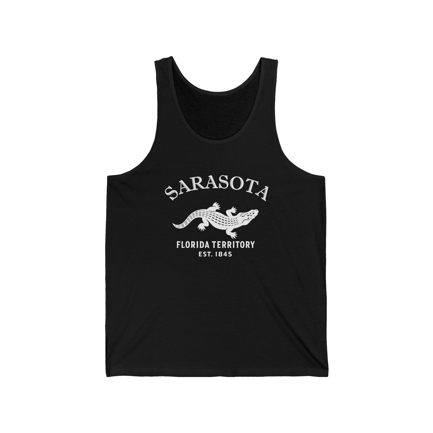 Sarasota Florida Vintage Retro Unisex Cotton Jersey Tank Top - White Logo