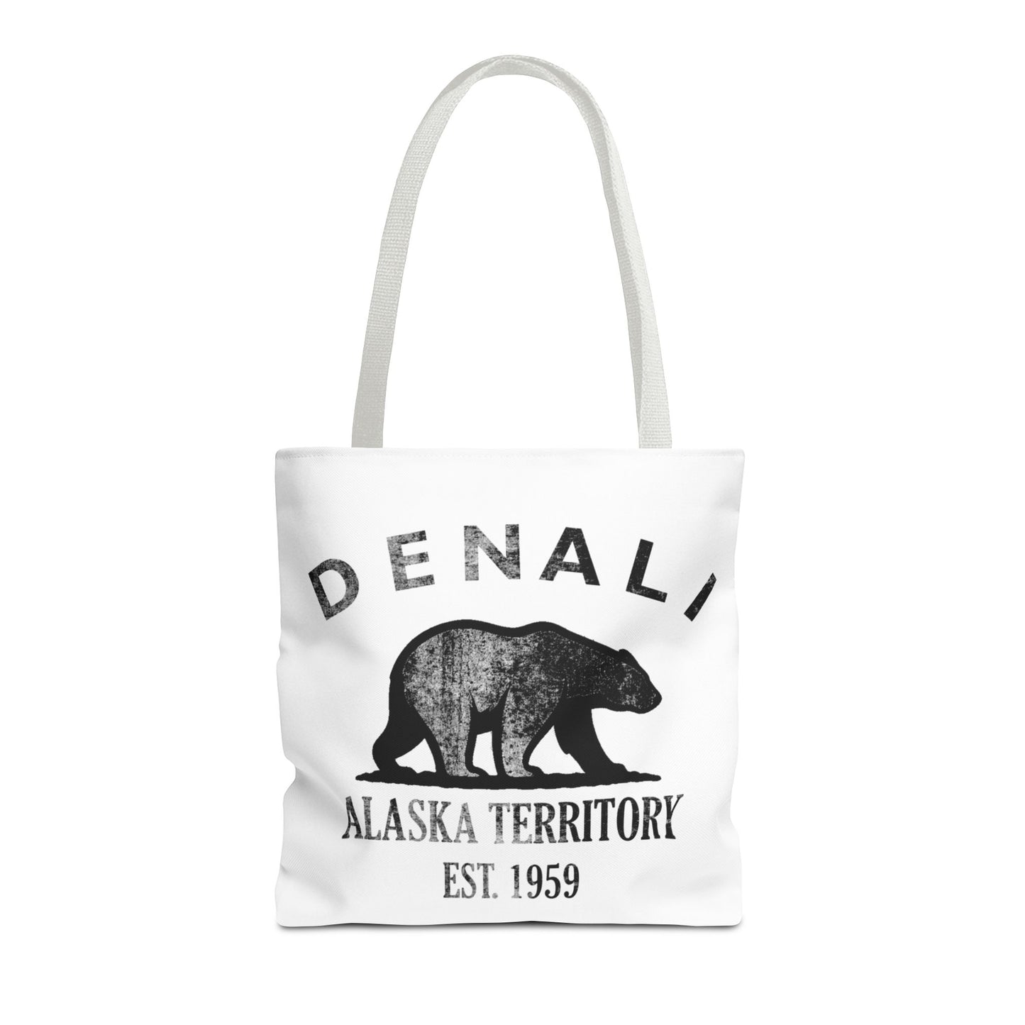 Denali Alaska Vintage Retro Light Canvas Tote - Black Logo