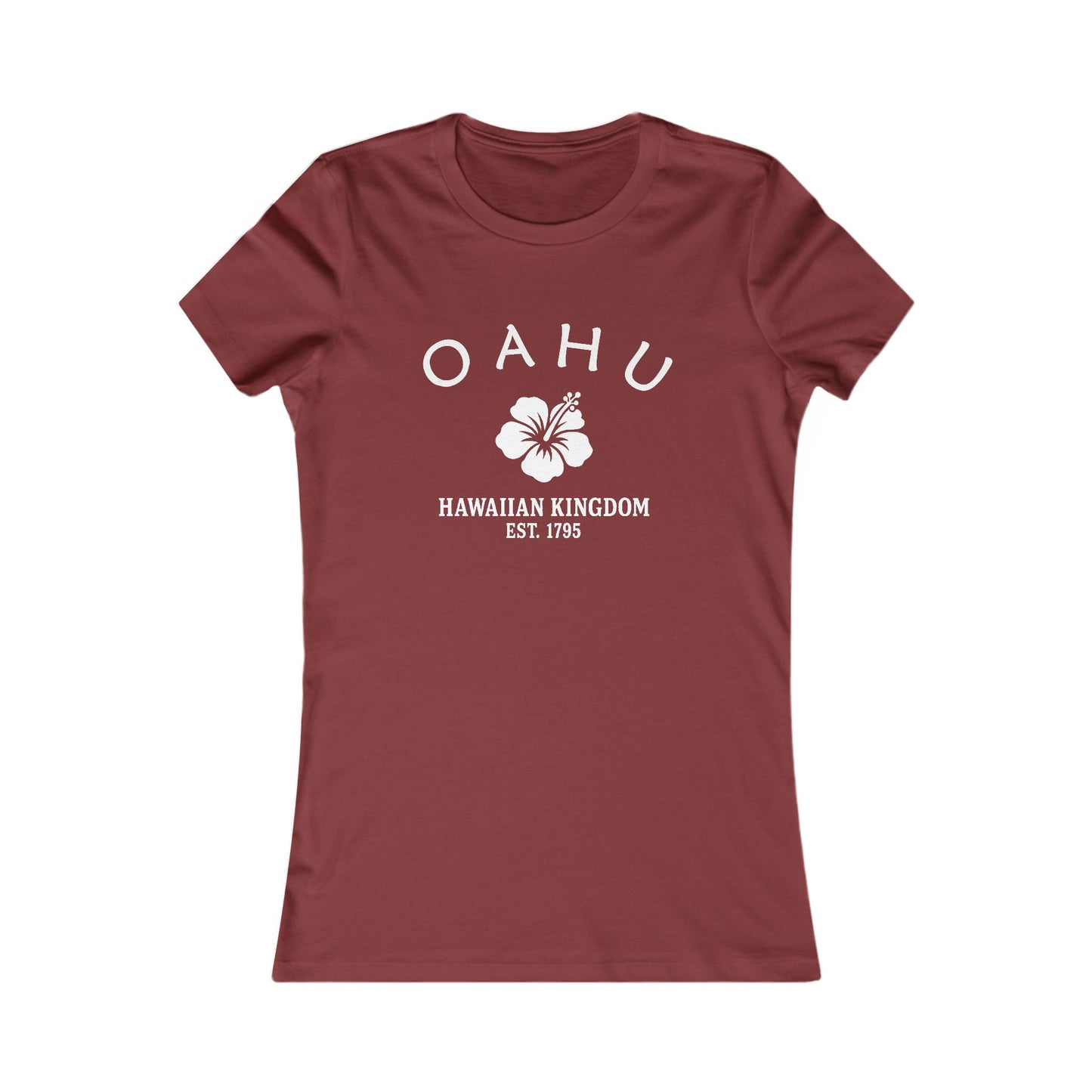 Oahu Hawaii Vintage Retro Womens Fitted Ringspun Cotton Tee - White Logo