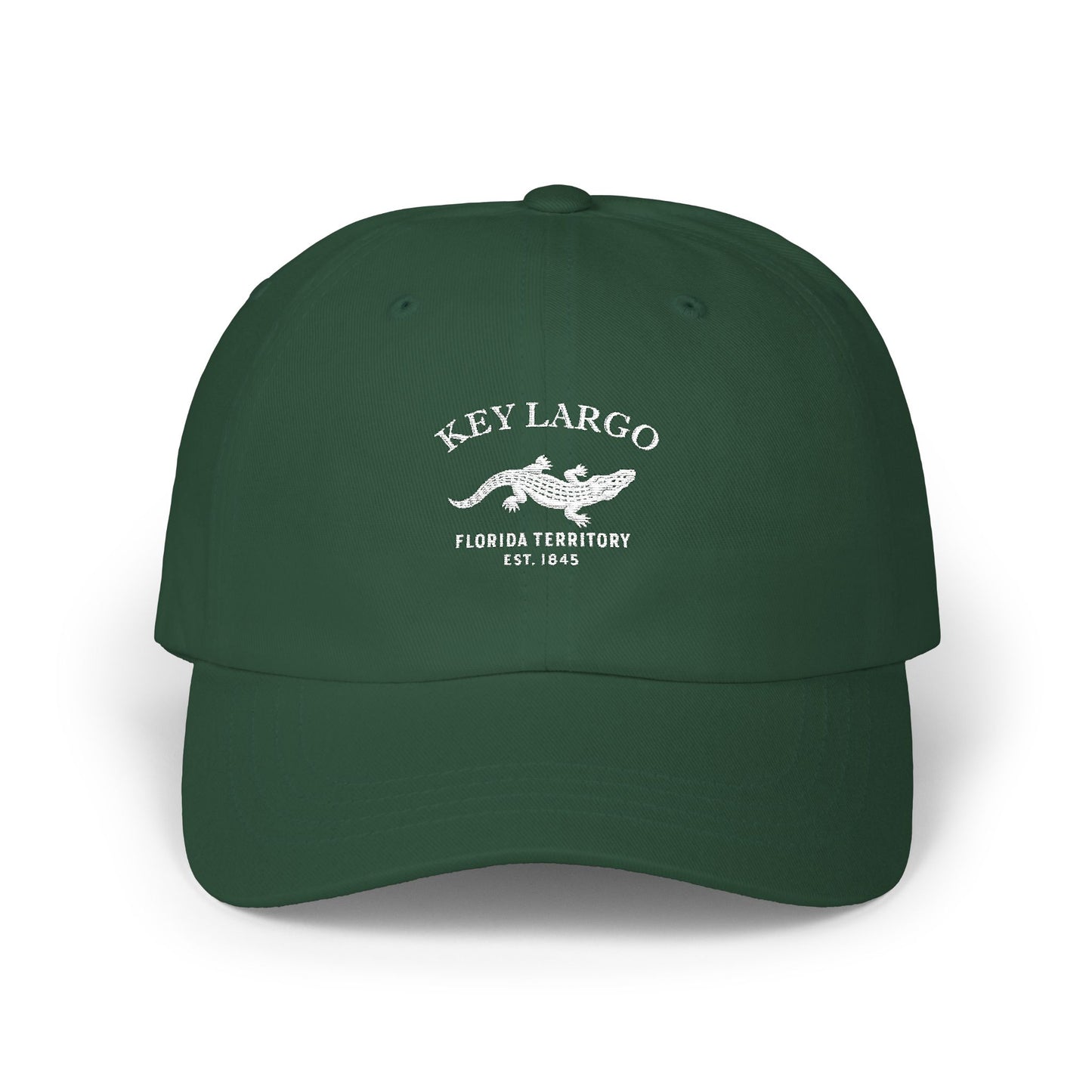 Key Largo Florida Vintage Retro Embroidered Cotton Cap - White Logo