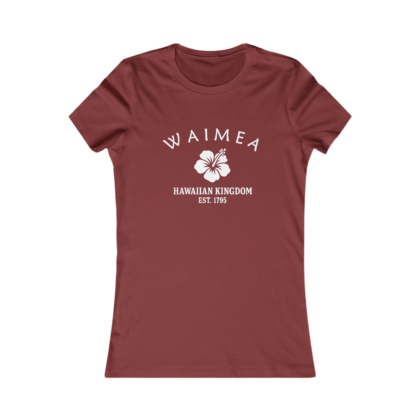 Waimea Hawaii Vintage Retro Womens Fitted Ringspun Cotton Tee - White Logo