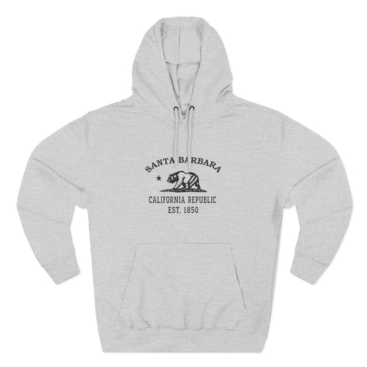 Santa Barbara California Vintage Retro Unisex Heavy Cotton Hoodie - Black Logo
