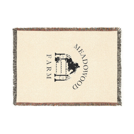 Meadowood Farm Vintage Retro Cotton Woven Blanket - Black Logo