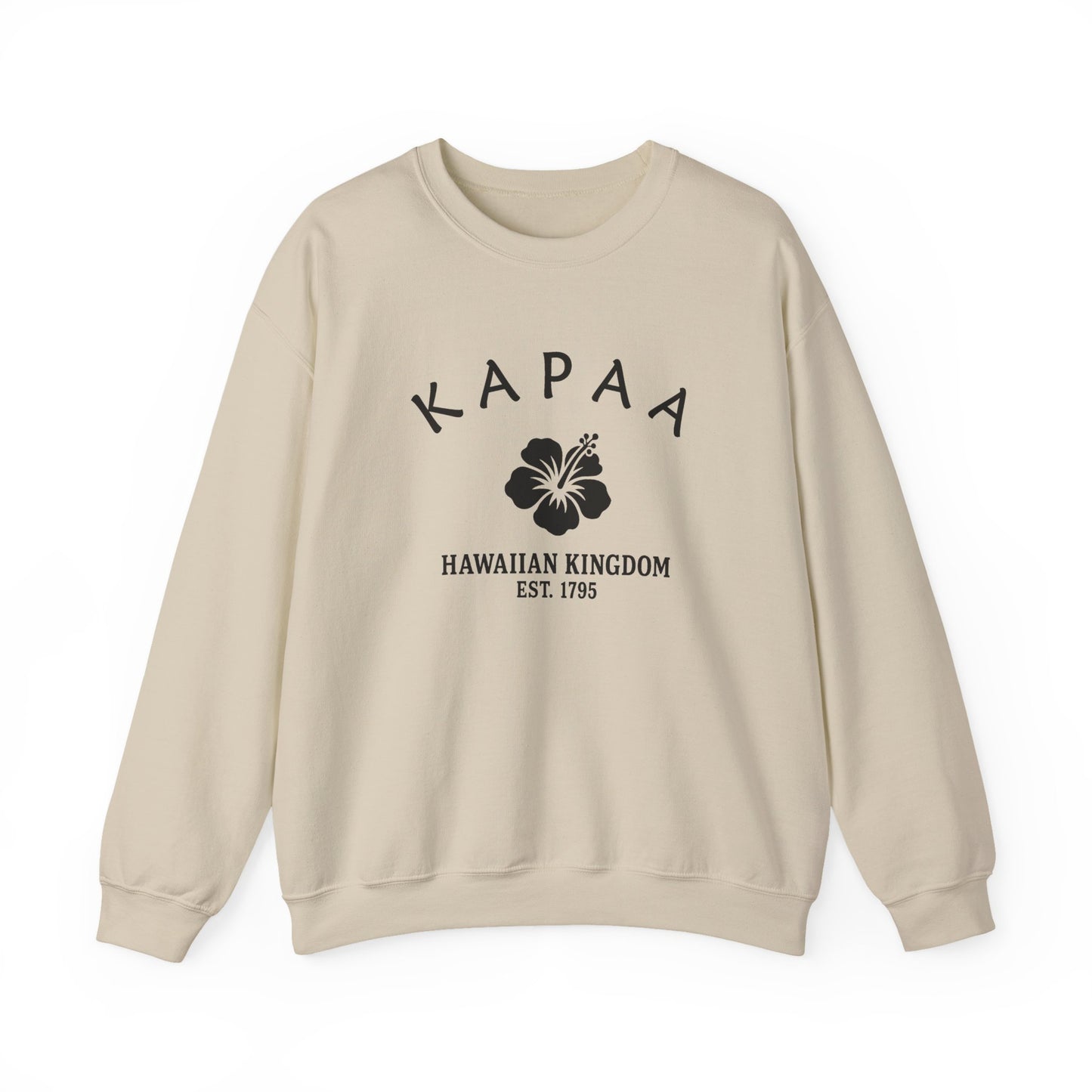 Kapaa Hawaii Vintage Retro Unisex Heavy Crewneck Sweatshirt - Black Logo