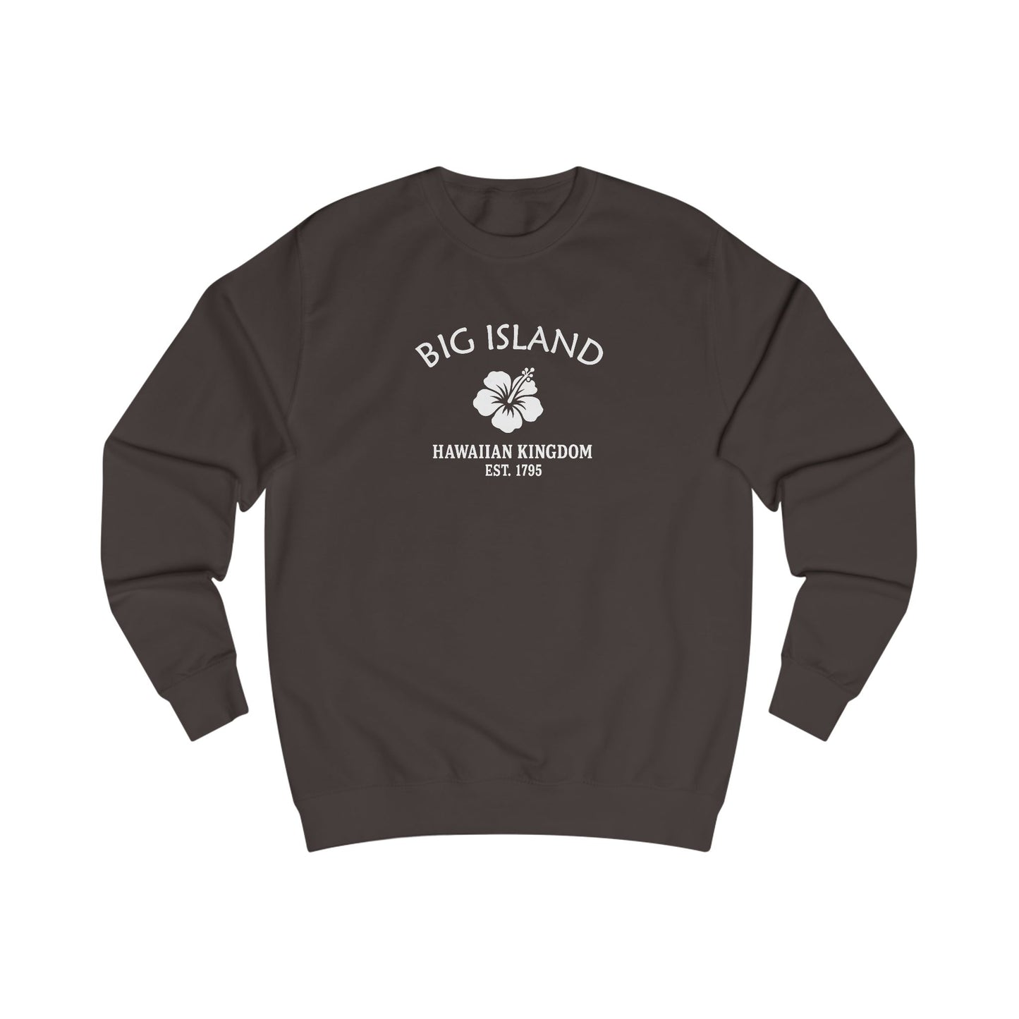 Big Island Hawaii Vintage Retro Premium Crewneck Sweatshirt - White Logo - Bottle Green
