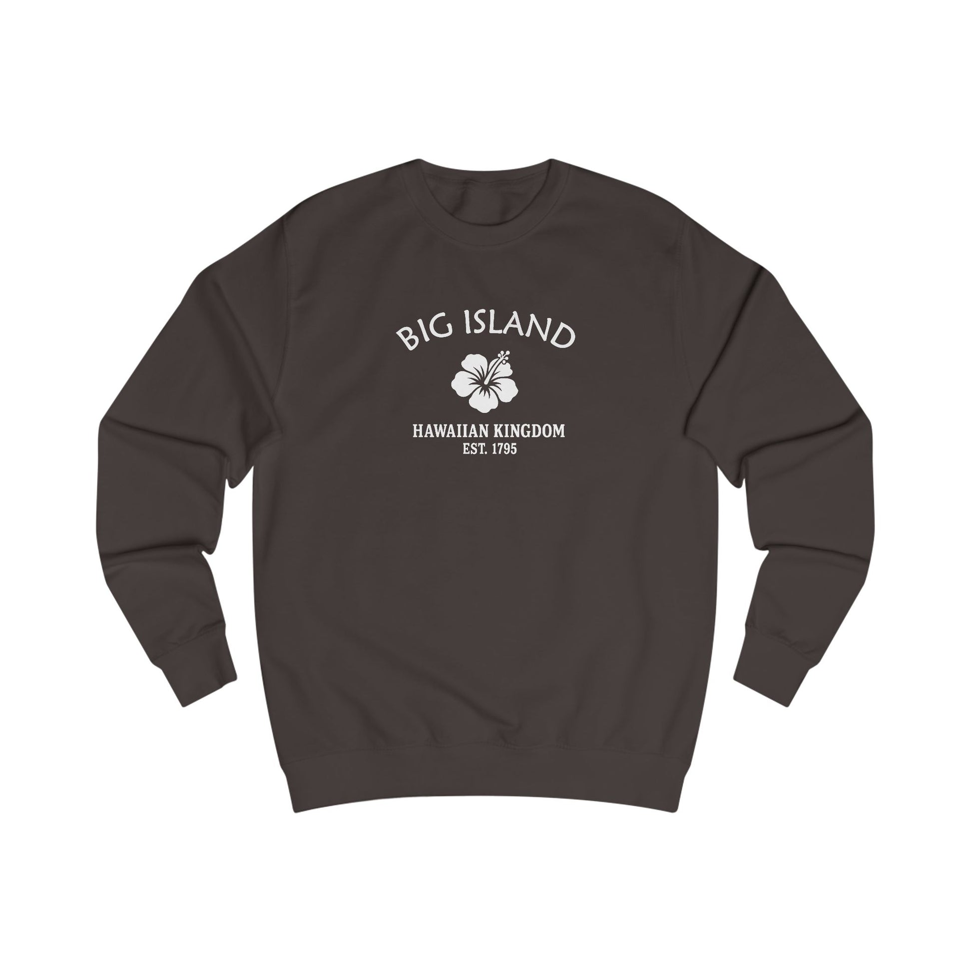 Big Island Hawaii Vintage Retro Premium Crewneck Sweatshirt - White Logo - Bottle Green