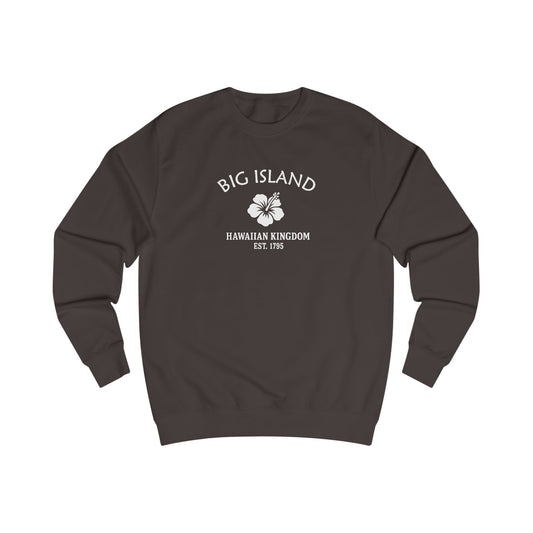 Big Island Hawaii Vintage Retro Premium Crewneck Sweatshirt - White Logo - Bottle Green
