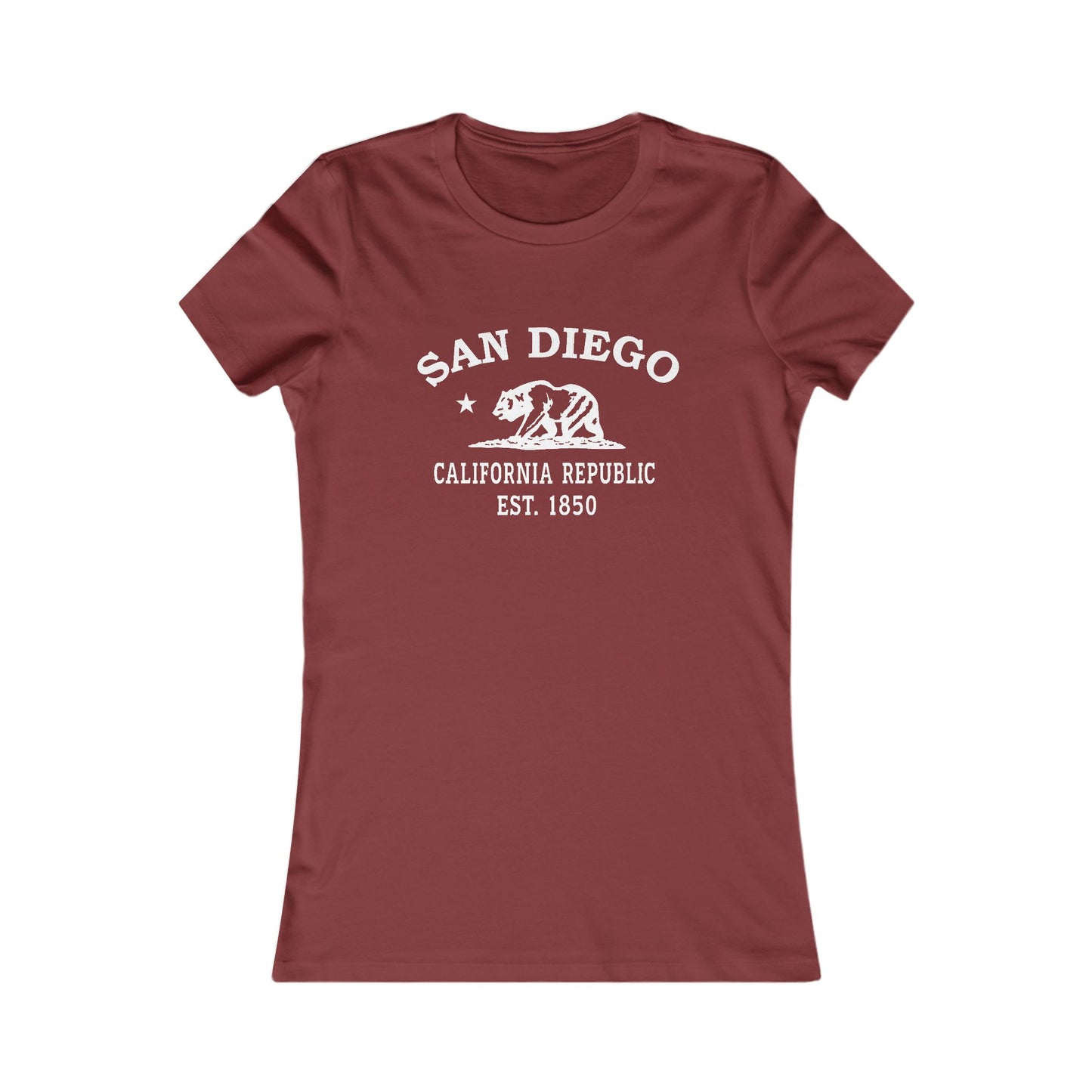 San Diego California Vintage Retro Womens Fitted Ringspun Cotton Tee - White Logo