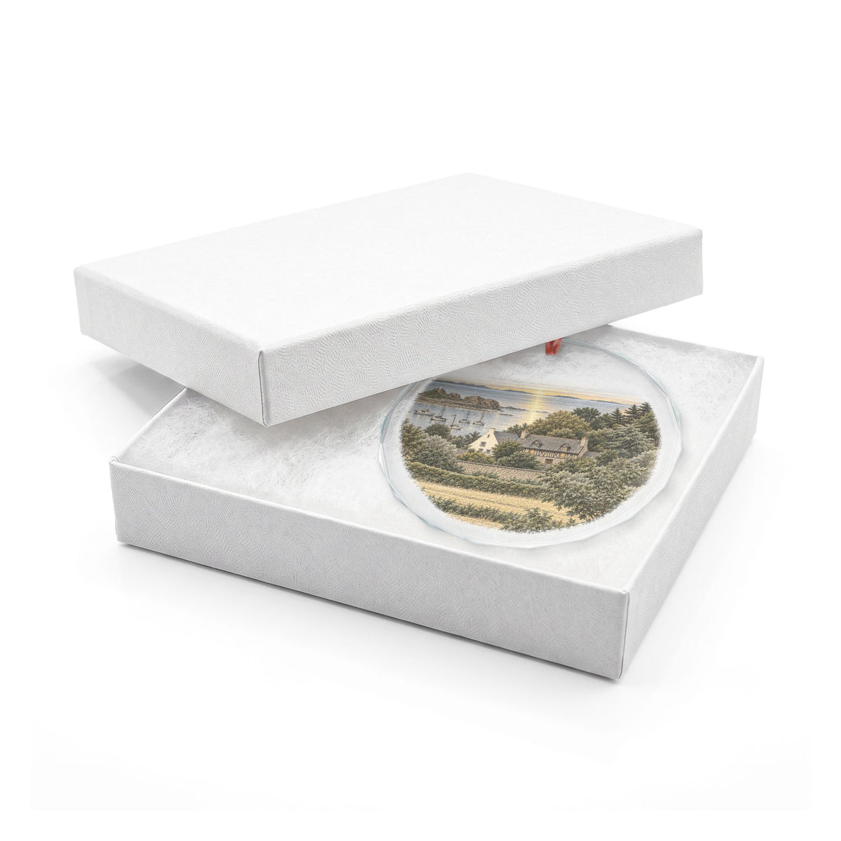 Brittany Farmhouse Crystal Ornament in White Gift Box