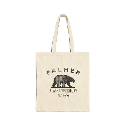 Palmer Alaska Vintage Retro Cotton Canvas Tote Bag - Black Logo
