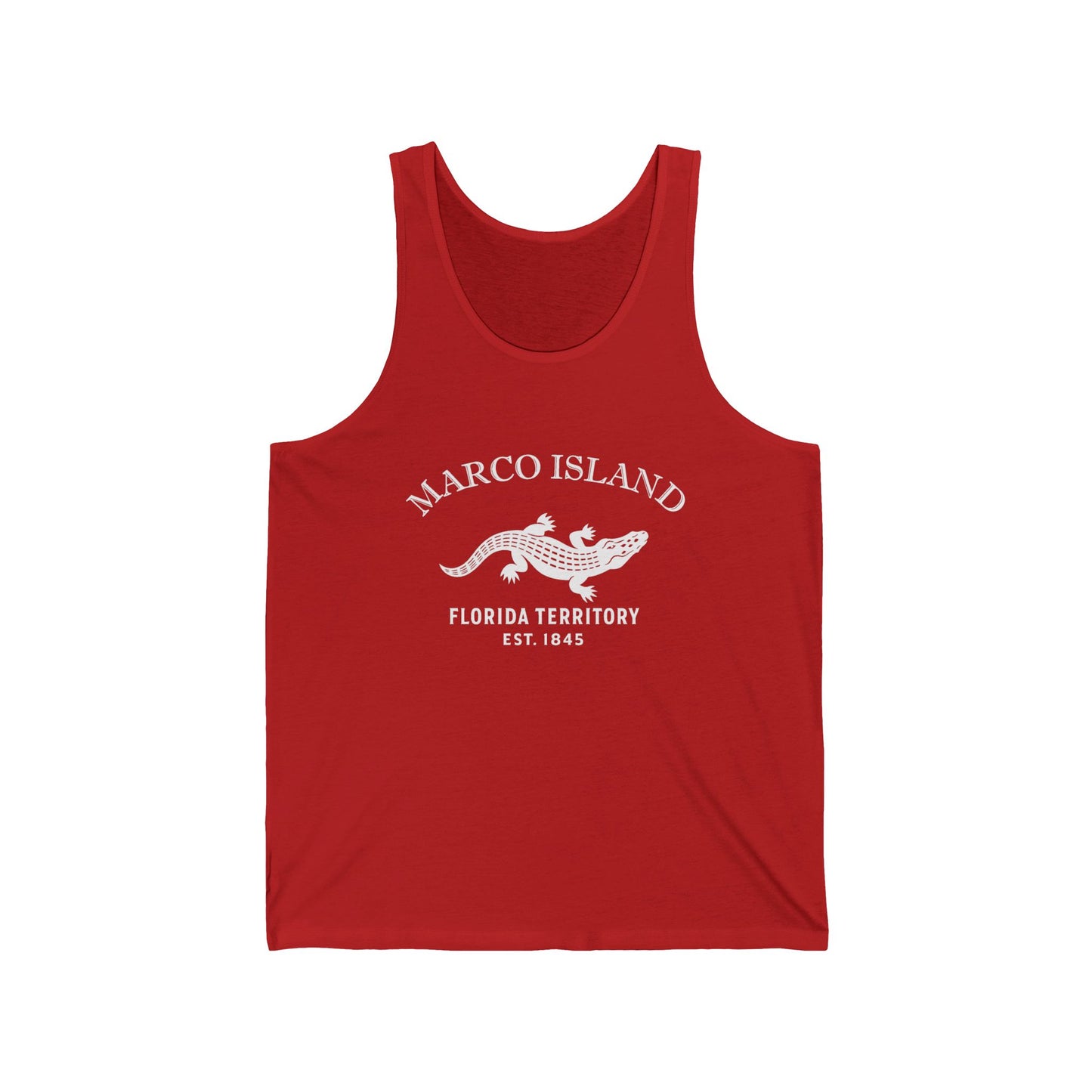 Marco Island Florida Unisex Cotton Jersey Tank Top - White Logo