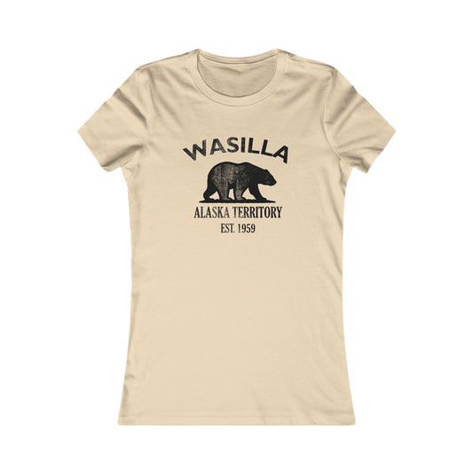 Wasilla Alaska Vintage Retro Womens Fitted Ringspun Cotton Tee - Black Logo